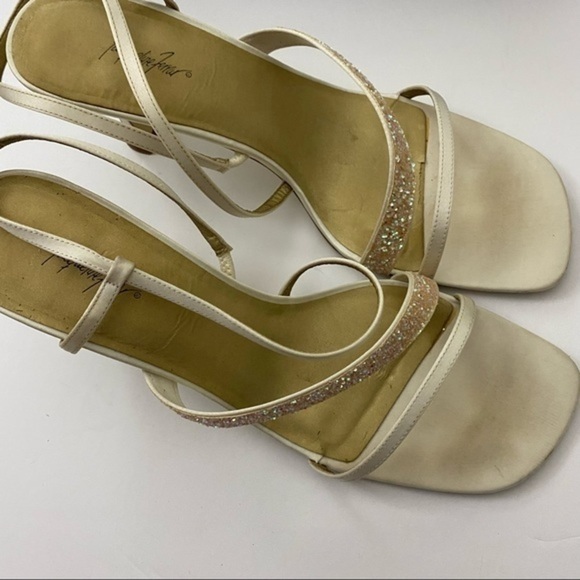 Jacqueline Ferrar • Champagne Cream Glitter Strappy Heels - Picture 6 of 9